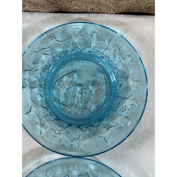 Vintage Tiara Glass Chili’s Nursery Rhyme Plates Blue Three Bears Little Bo Peep - Picture 5 of 9